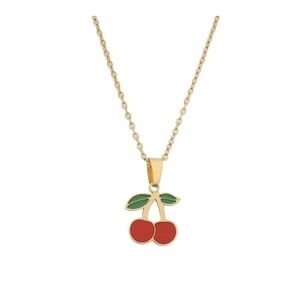 Gold Cherry Pendant Necklace